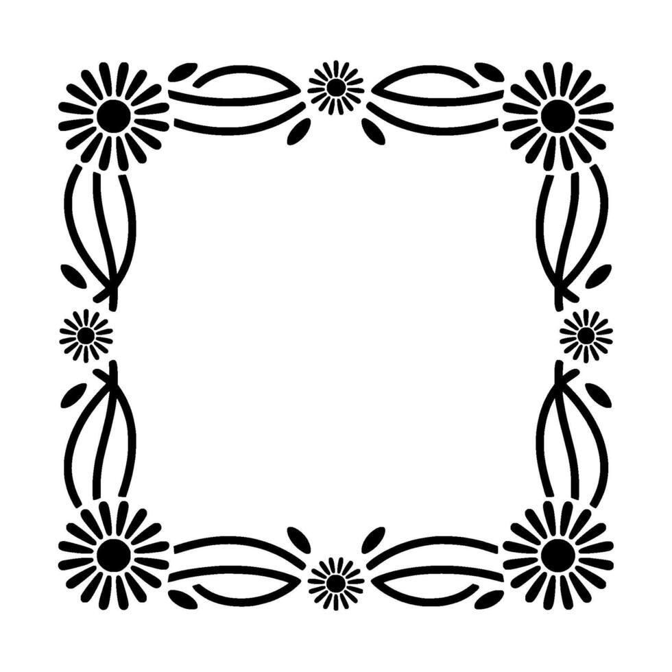 Stylized Floral Frame, Retro, Geometric Ornamentation vector