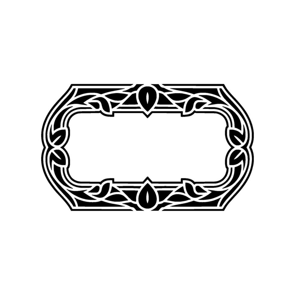 Art Nouveau Oval Frame, Intricate Black Ornamentation vector