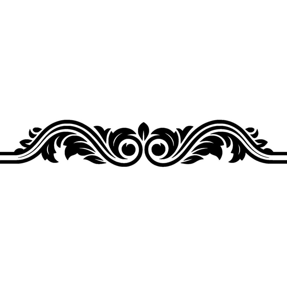 Intricate Black Floral Border, Elegant Element - Scrollwork vector
