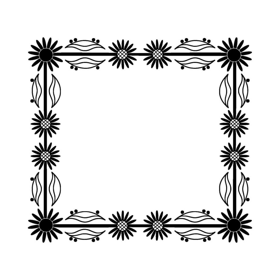 Geometric Floral Border, Vintage Style, Illustration vector