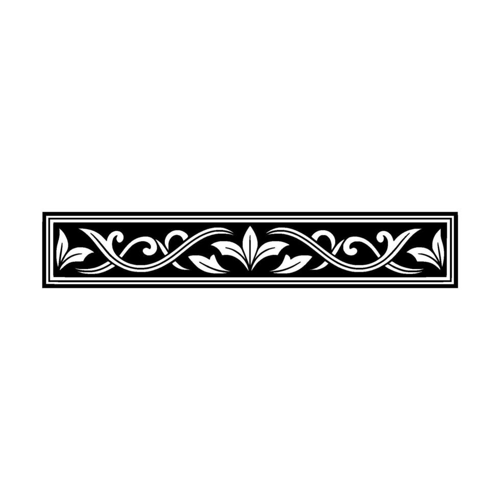 Elegant Black and White Floral Border, Ornate vector