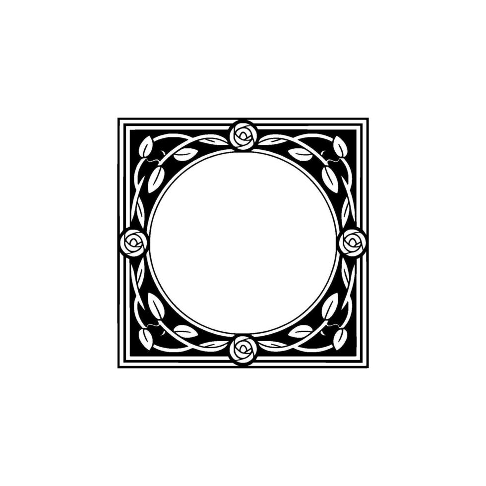 Elegant Floral Frame, Vintage, Decorative Border, Circle vector