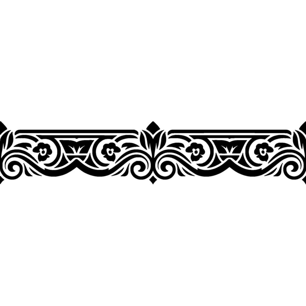 Intricate Black Floral Border, Vintage Elegance - Pattern vector