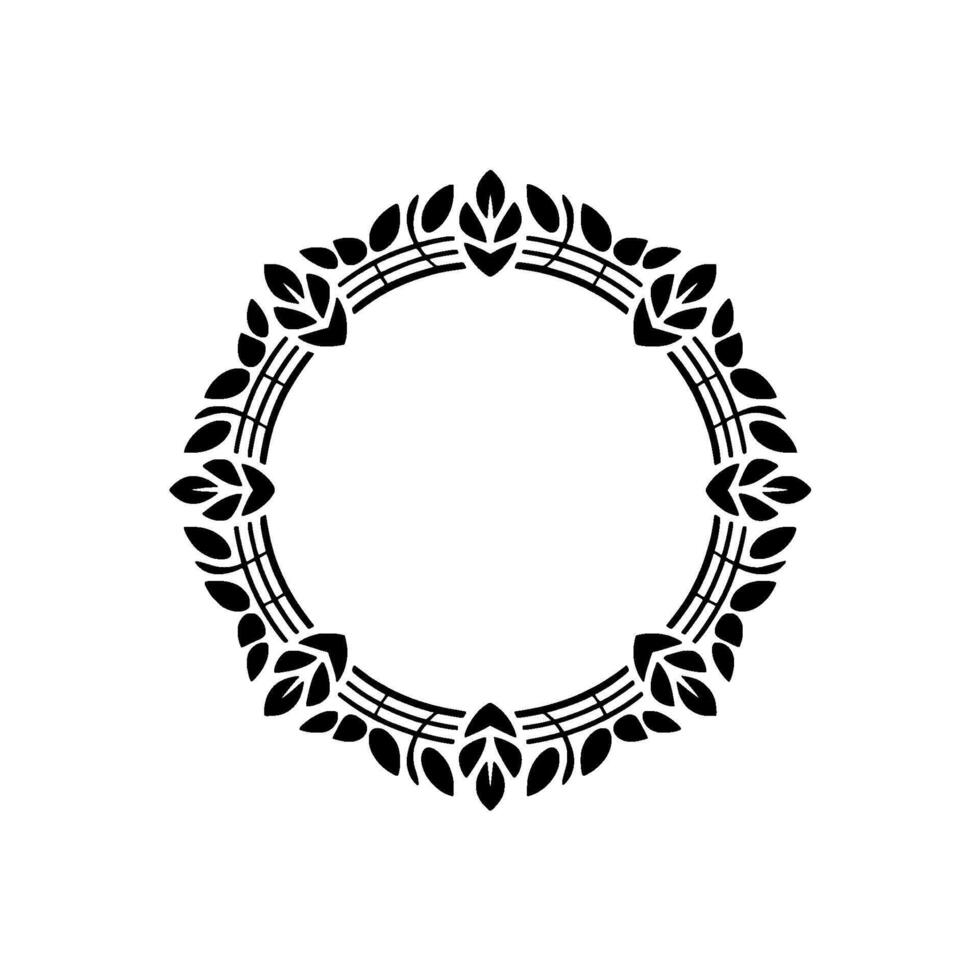 Elegant Botanical Frame, Vintage Style, Minimalist - Circular vector