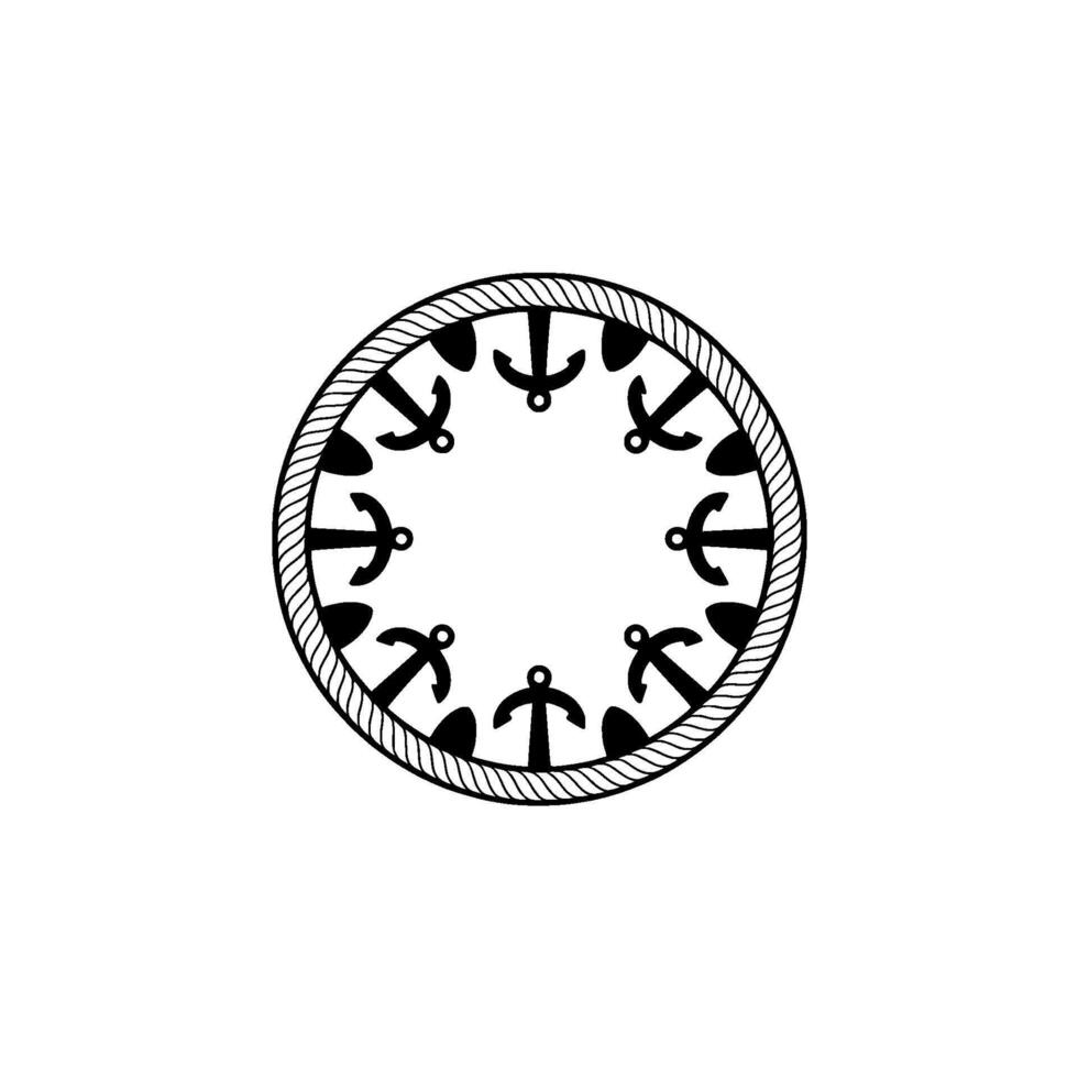 Nautical Anchor Emblem, Circular, Maritime Symbol - Vintage vector