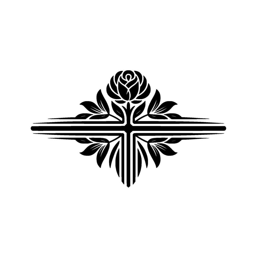 Elegant Floral Emblem, Cross-Inspired vector