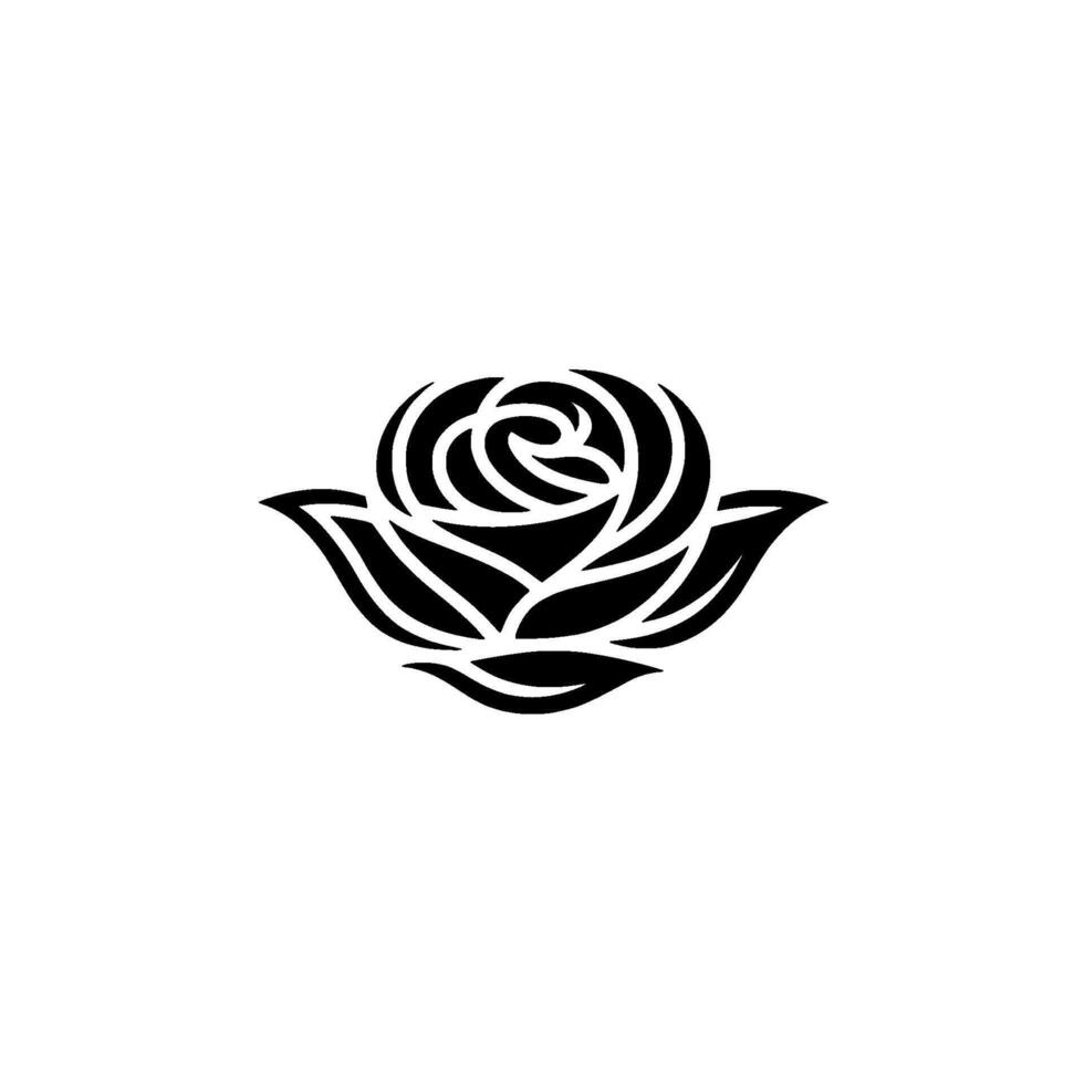Intricate Black Rose Emblem, Minimalist Floral, Stylized vector