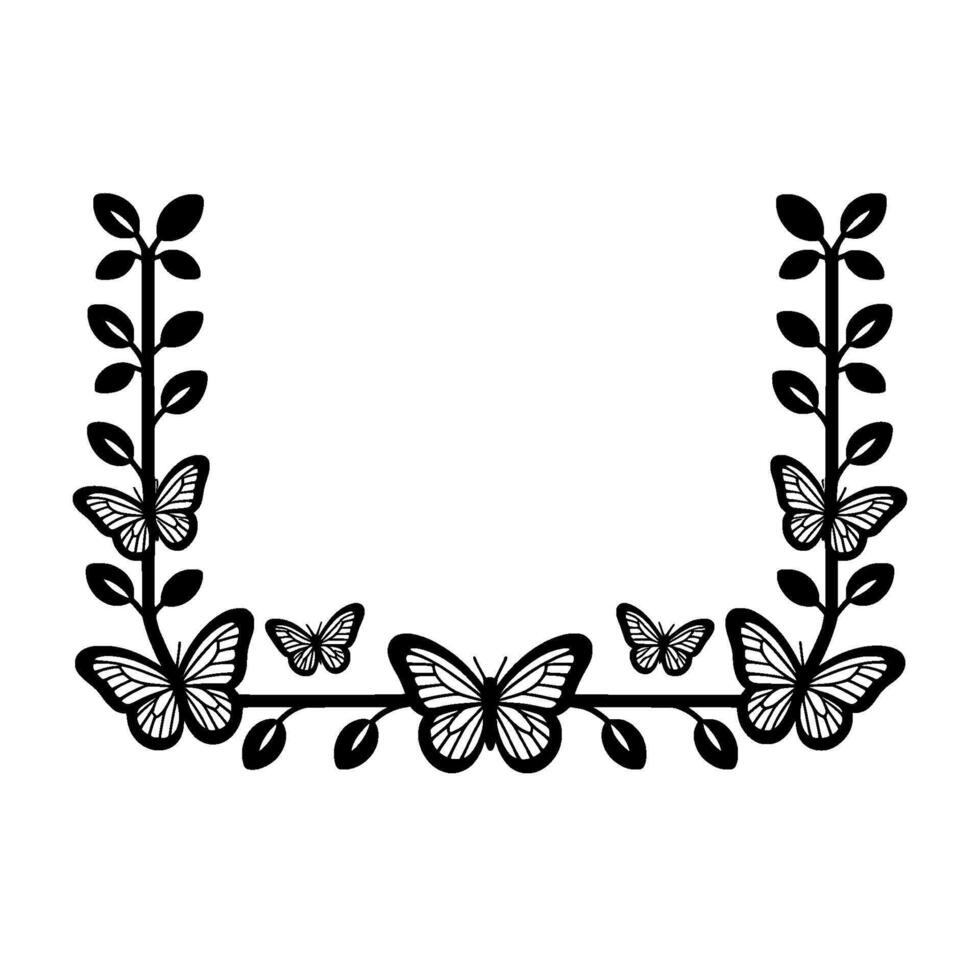 Elegant Butterfly Frame, Botanical Border, Minimalist vector