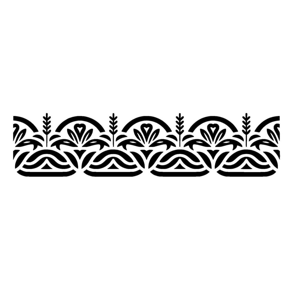 Intricate Black Floral Border, Stylized Art Deco vector
