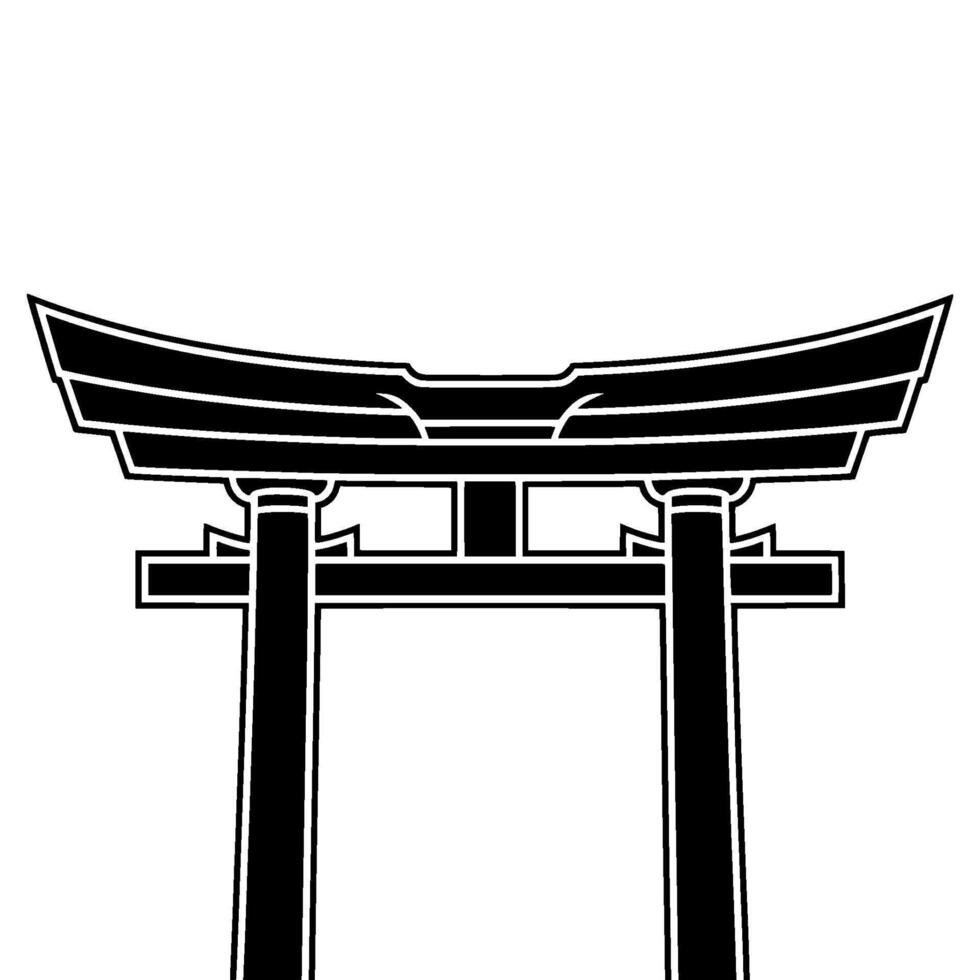 Minimalist Torii Gate Silhouette, Serene Japanese Symbol vector