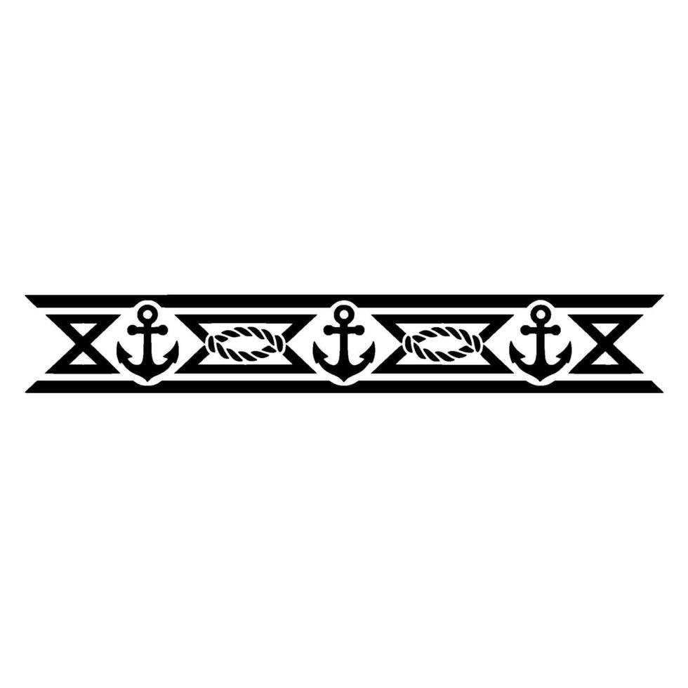 Nautical Border Anchor Rope Motif, Vintage Style, Decorative vector