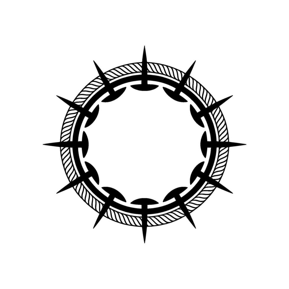 Tribal Vortex Dark Geometric Emblem, Mystical Border vector