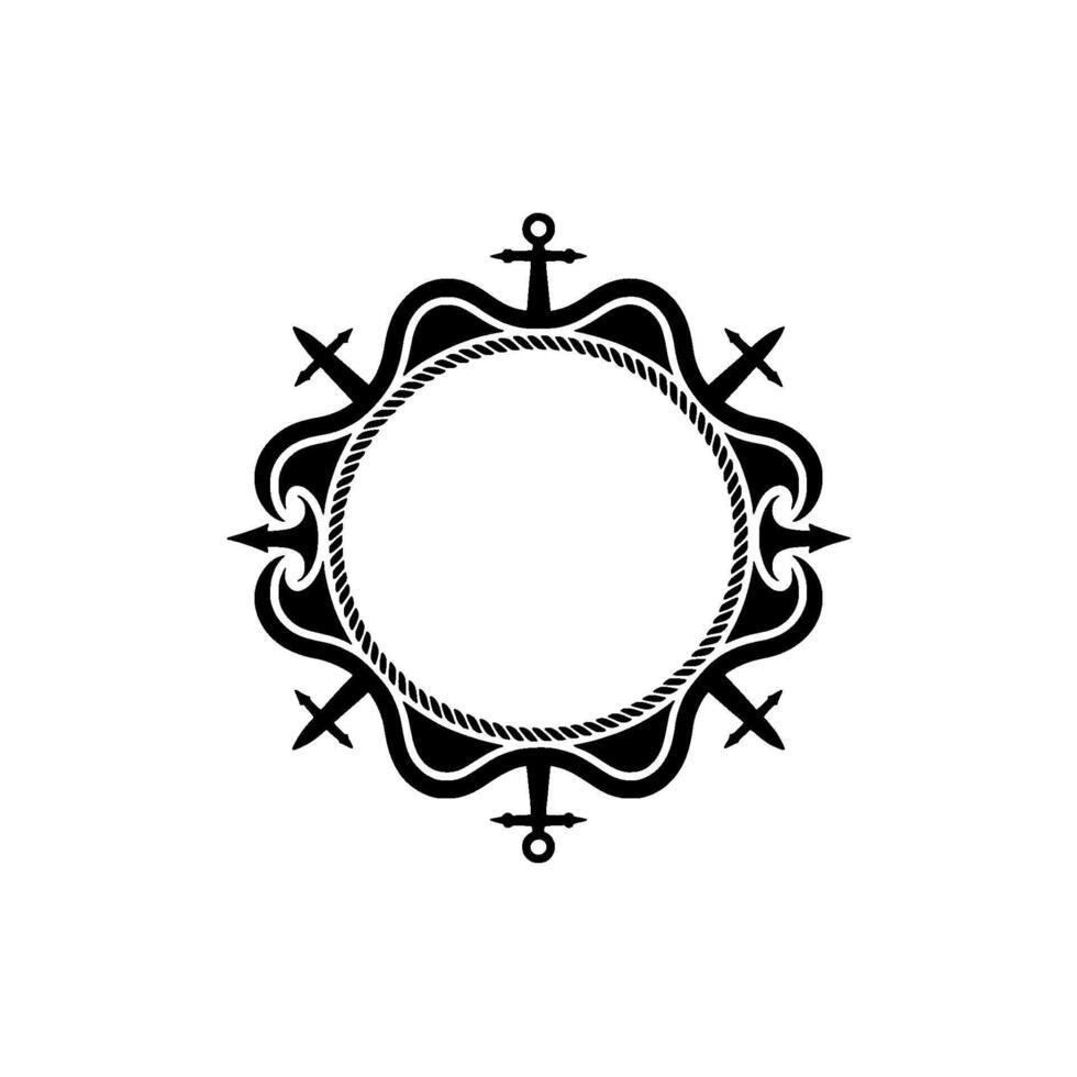 Ornate Circular Frame, Nautical Gothic Elements, Vintage vector