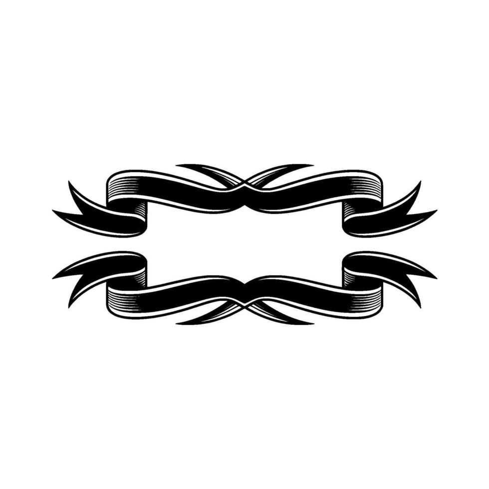 Elegant Black Ribbon Frame, Vintage, Minimalist Illustration vector