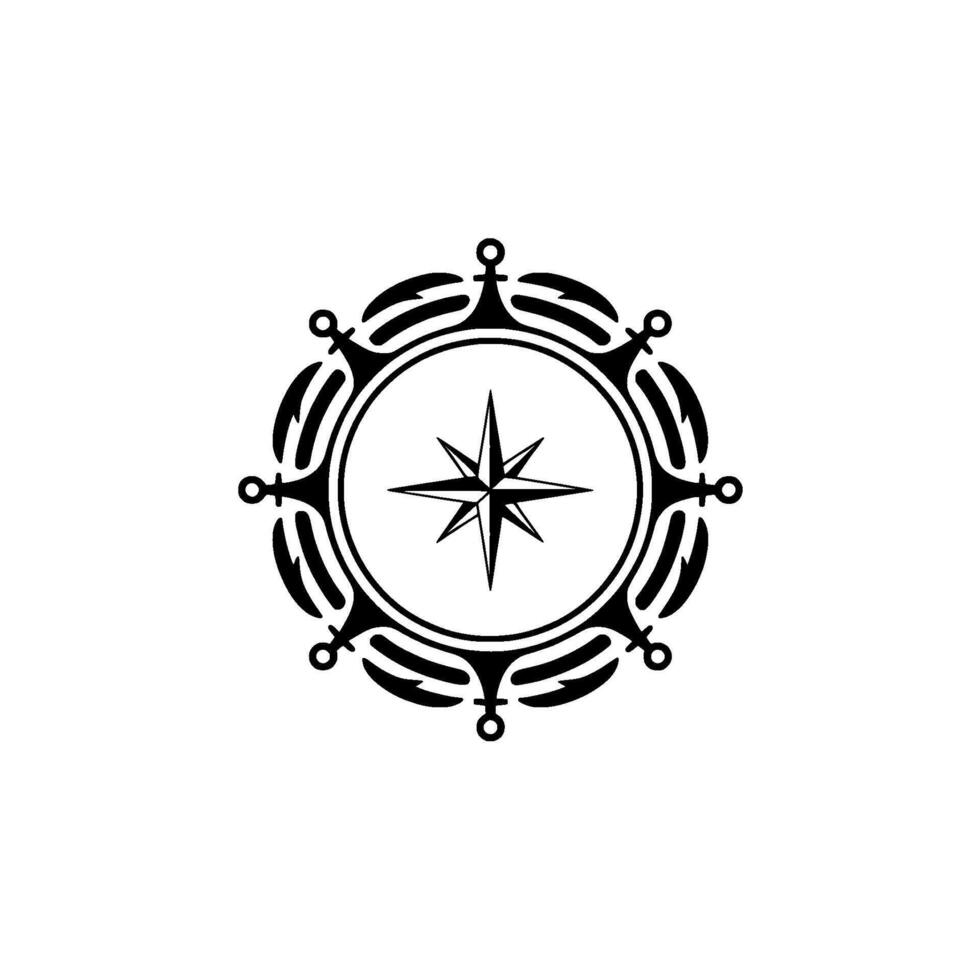 Intricate Celestial Compass Vintage Navigation Symbol vector