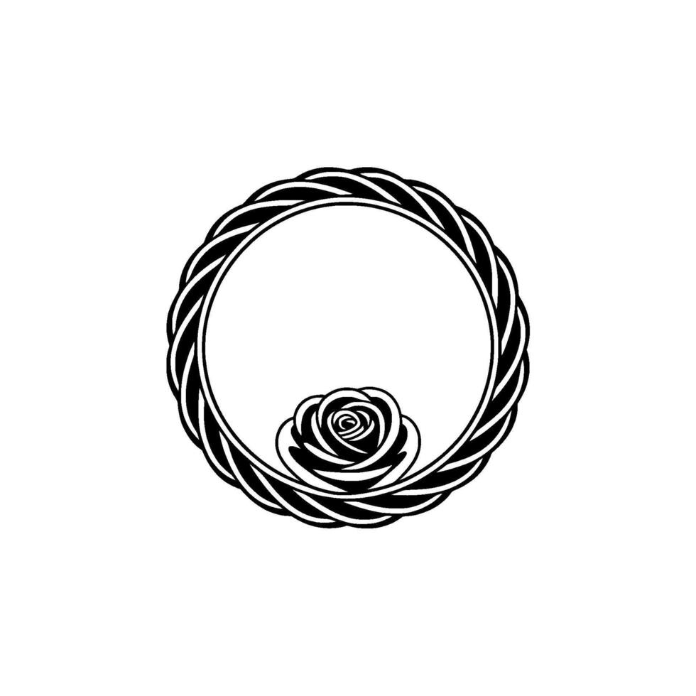 Woven Rose Circle, Minimalist Emblem vector