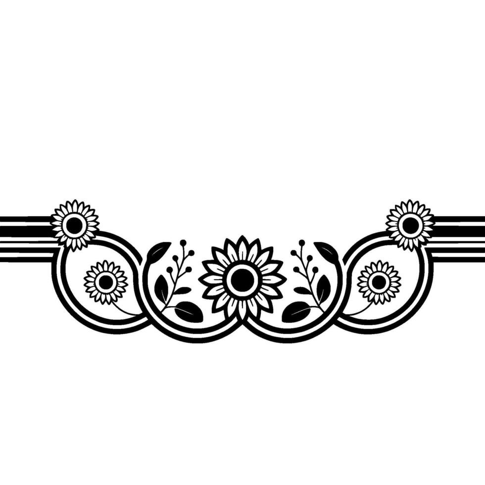 Stylized Sunflower Border, Vintage Floral - Elegant - Decorative vector