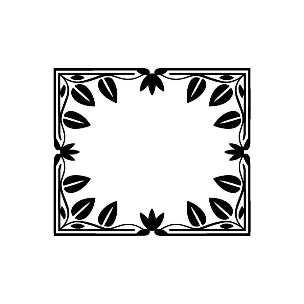 Geometric Botanical Frame, Vintage Style, Elegant Border vector