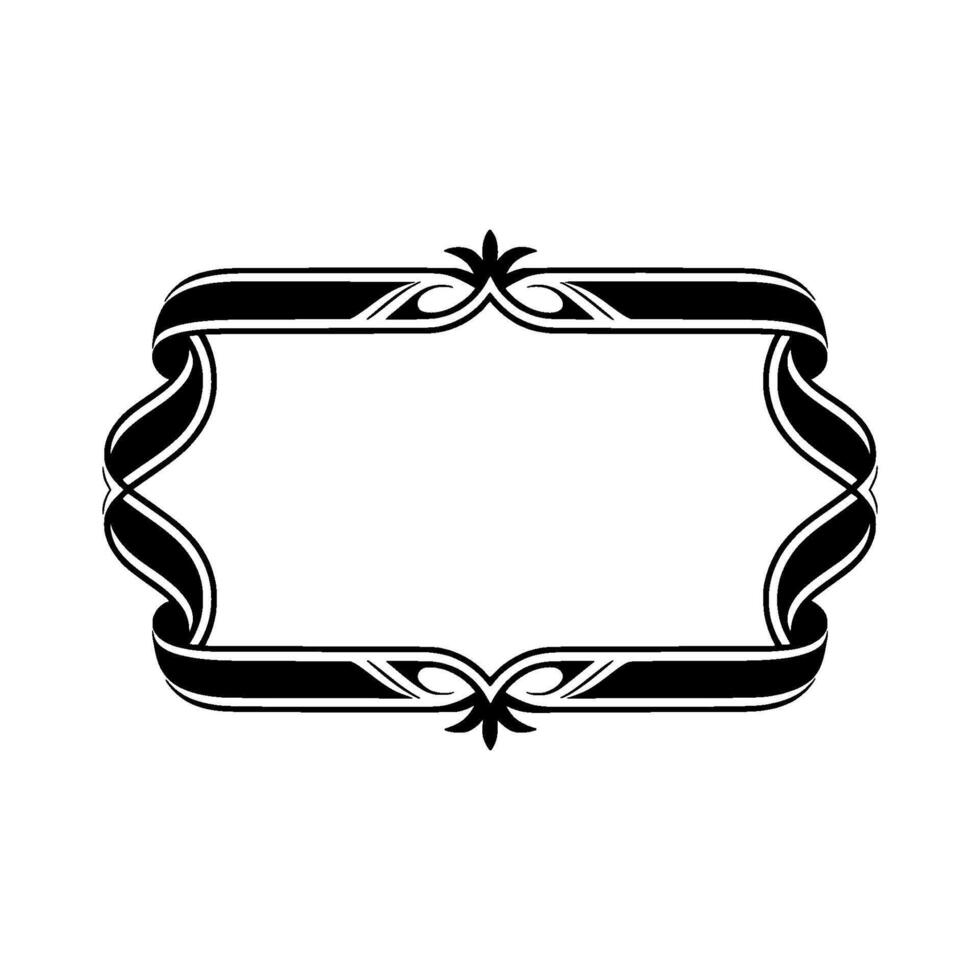 Elegant Black Ribbon Frame, Vintage Element, Swirls vector