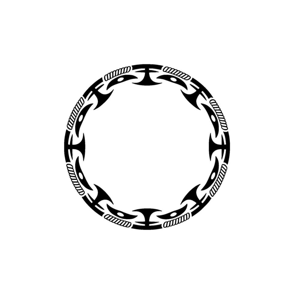 Tribal Circle Frame, Intricate Polynesian vector