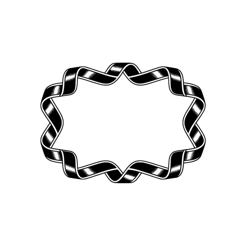 Intricate Ribbon Frame, Vintage Illustration, Minimalist vector