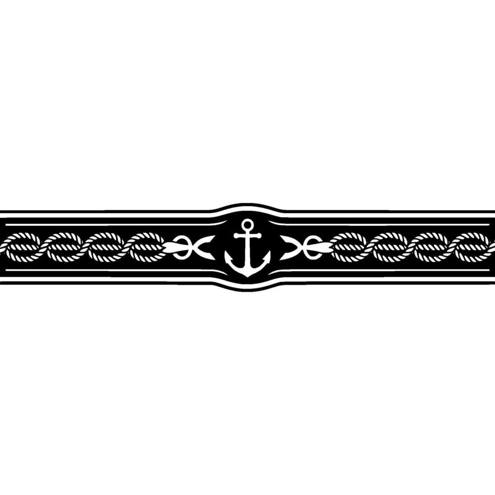 Nautical Border Anchor Rope Decorative Element, Vintage vector