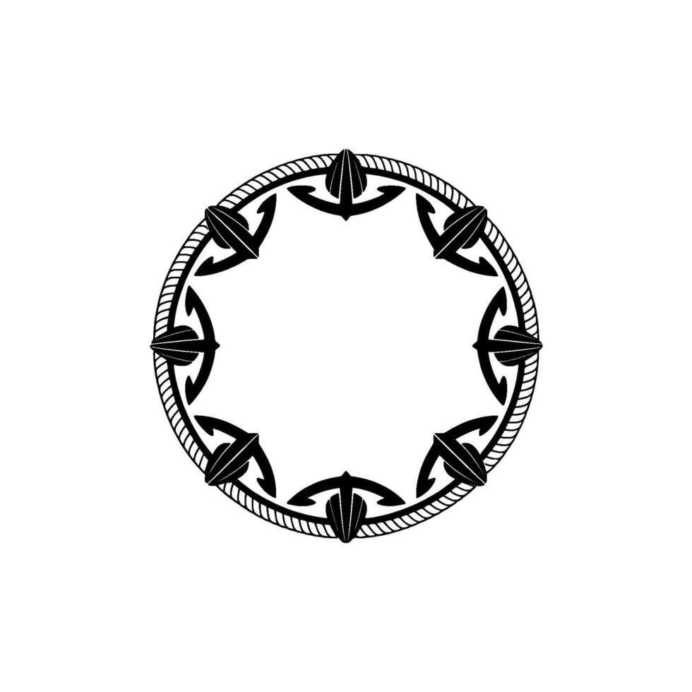 Nautical Circle Emblem, Vintage Maritime, Knot vector
