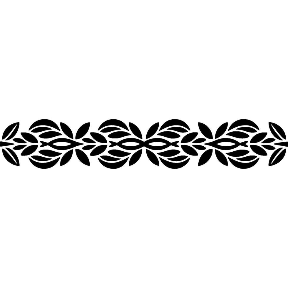 Elegant Botanical Border, Stylized Black vector