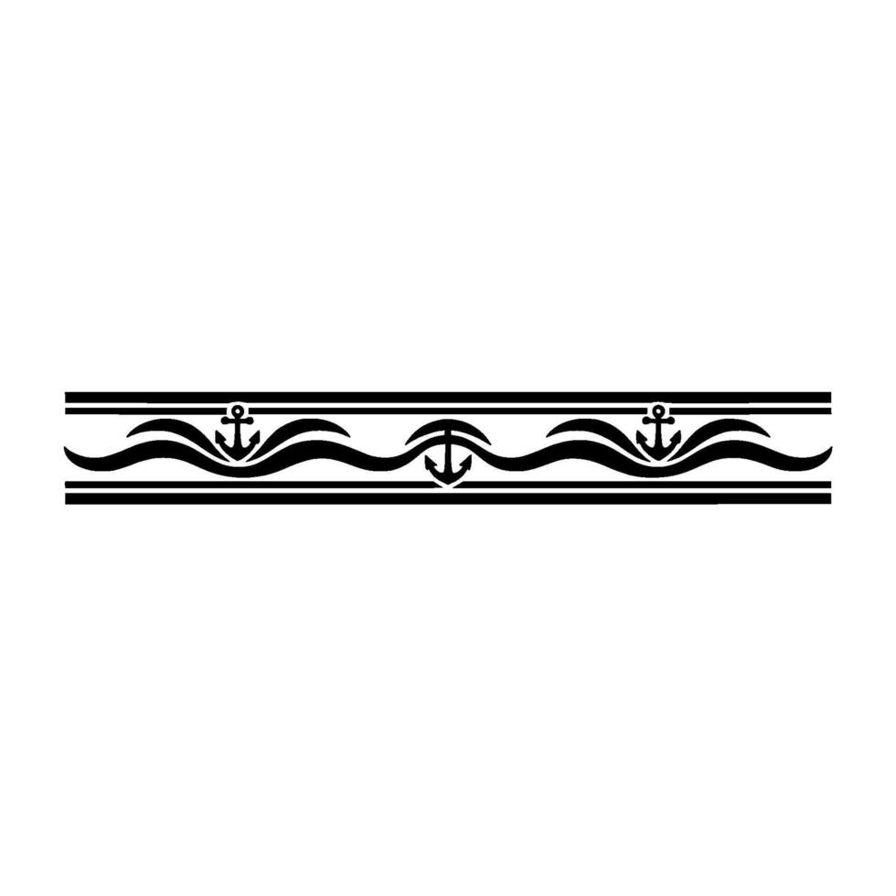 Nautical Border Anchor Wave, Vintage Style vector
