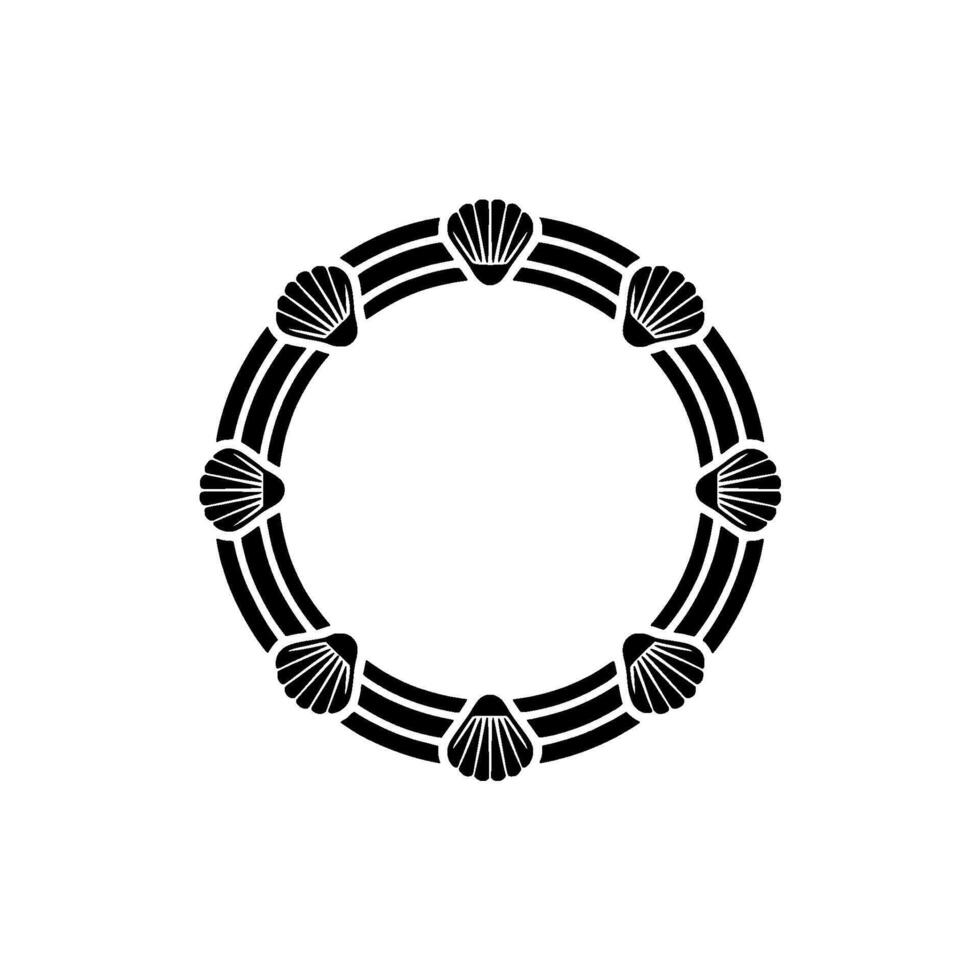 Circular Shell Motif, Minimalist Emblem, Oceanic vector