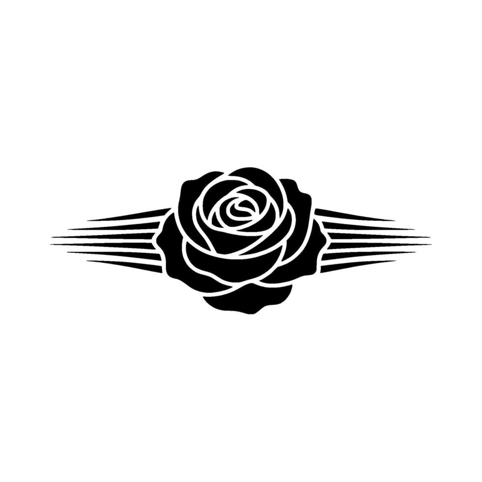 Elegant Black Rose Emblem, Minimalist Floral - Silhouette vector