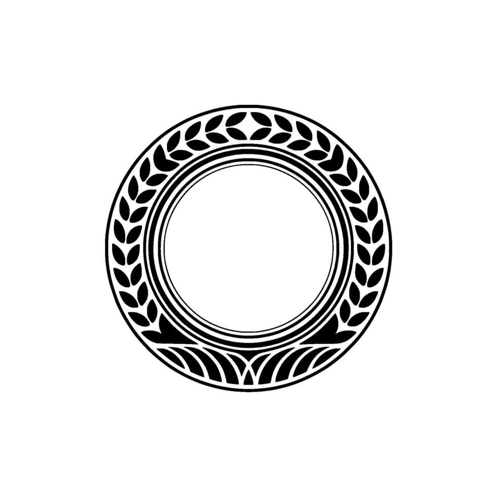 Stylized Laurel Wreath Circle, Minimalist vector