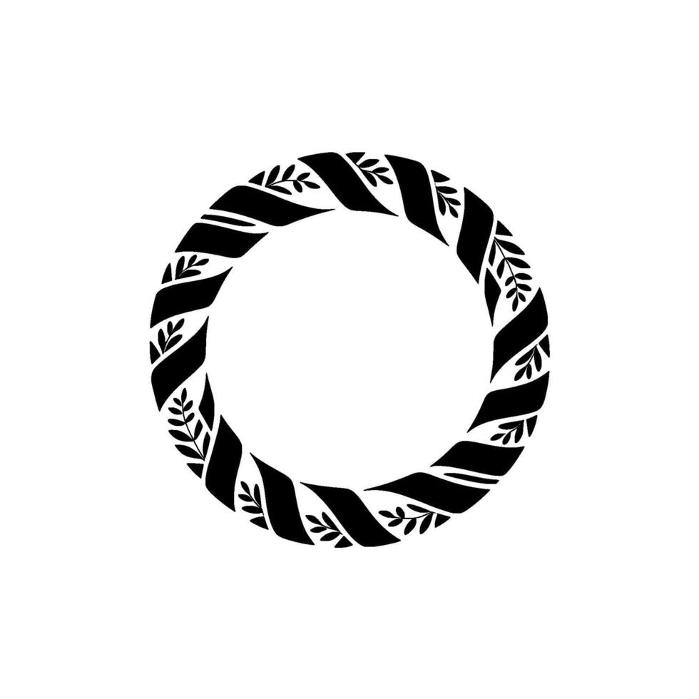 Stylized Black Wreath, Minimalist Circle, Organic vector