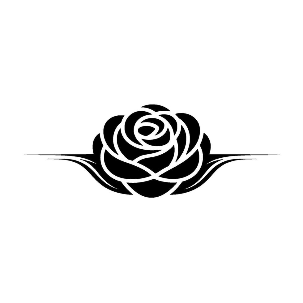 Stylized Black Rose Emblem, Minimalist Floral, Geometric vector