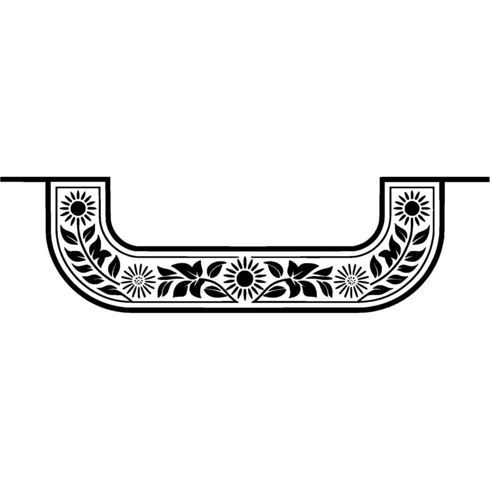 Stylized Floral U-Shape Border, Vintage, U shape vector