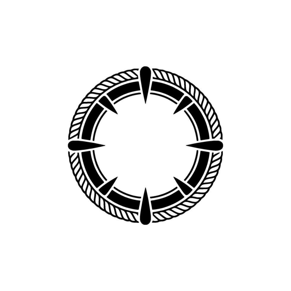 Nautical Compass Rose Emblem, Vintage Style - Circular vector