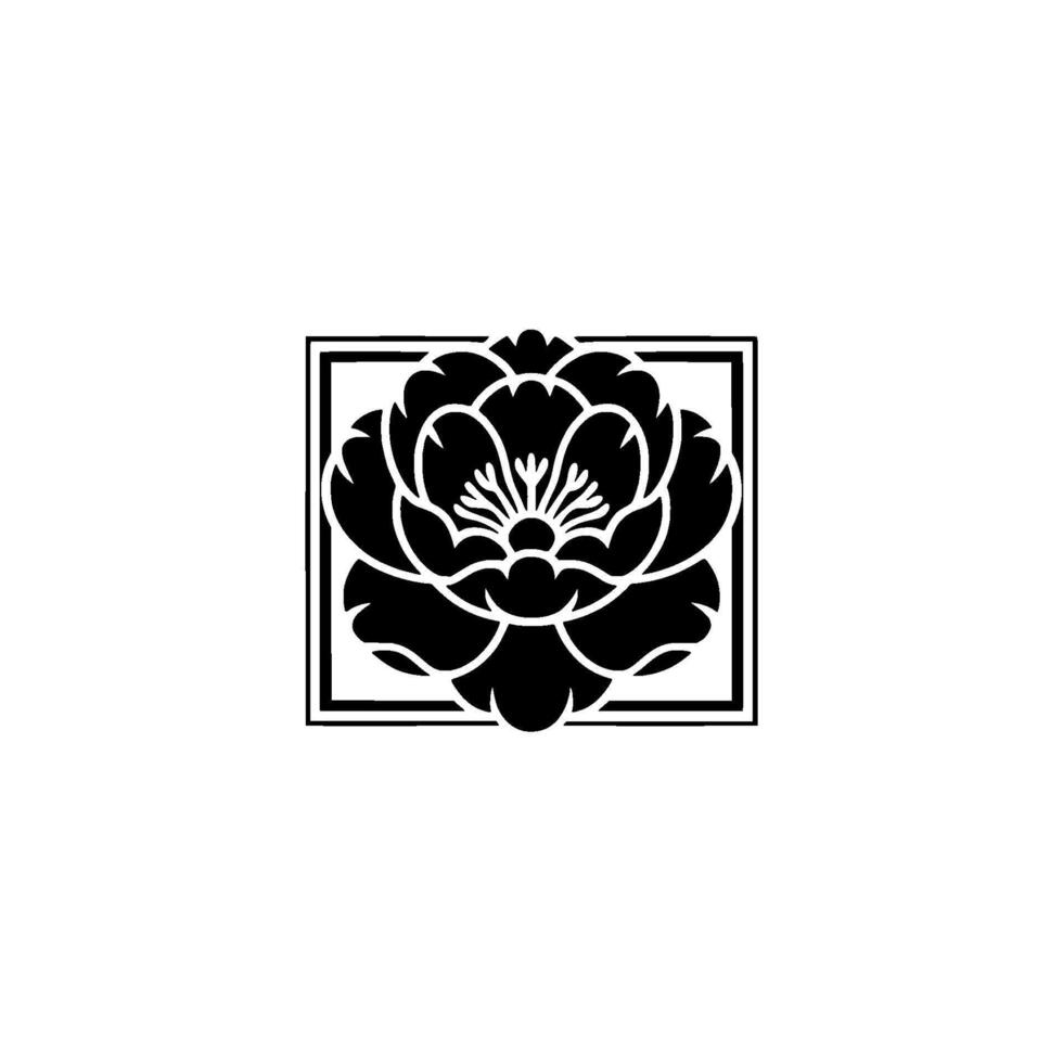 Geometric Blossom Minimalist Black Floral Emblem vector