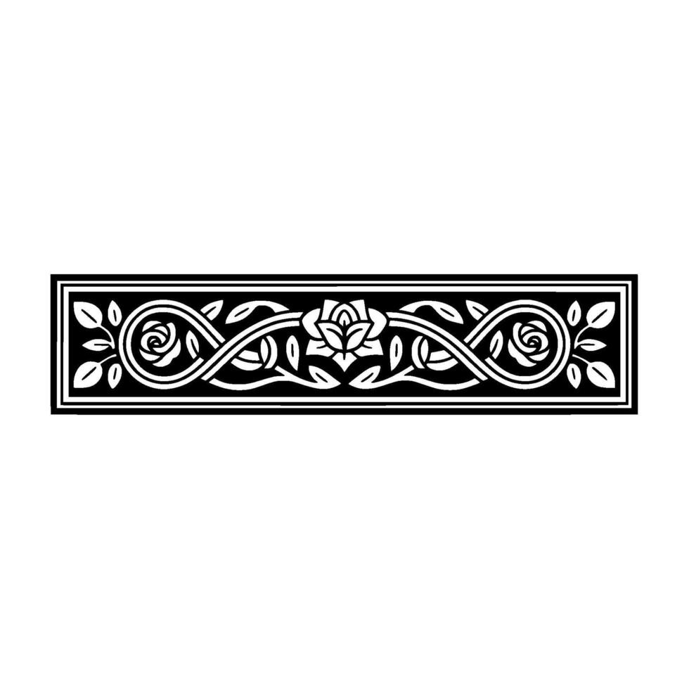 Elegant Black and White Floral Border, Embellishment vector