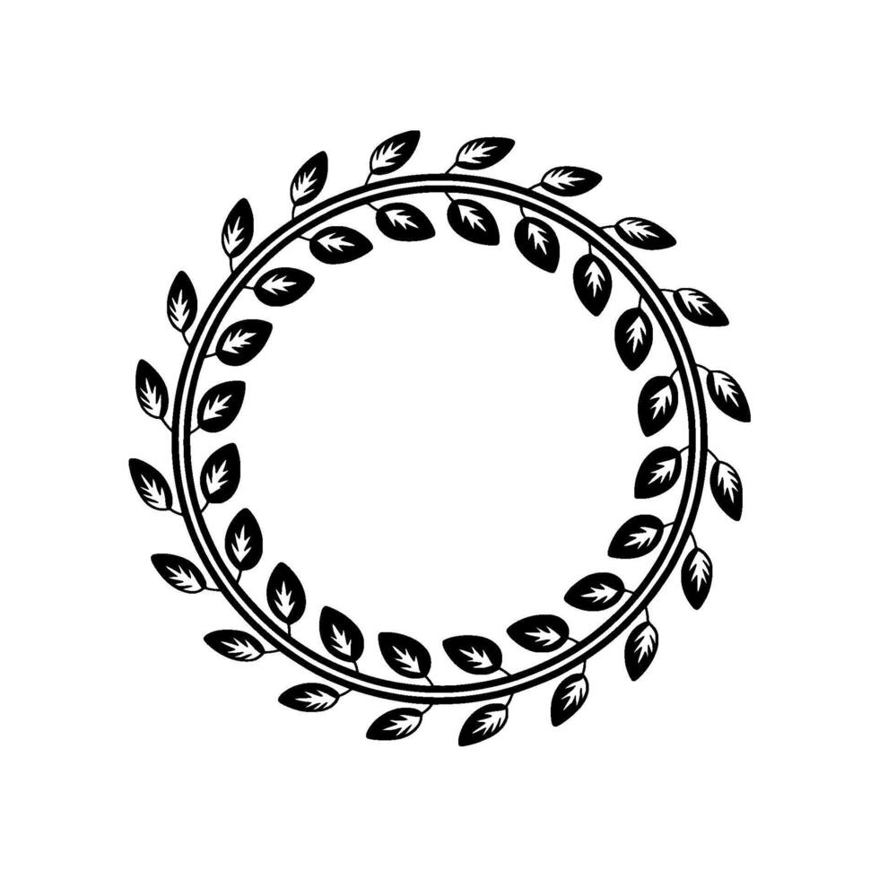 Elegant Leaf Wreath, Minimalist, Circular Emblem - Leaves vector