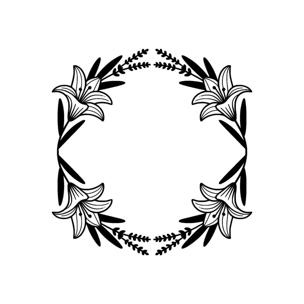 Elegant Floral Wreath, Minimalist, Serene Composition vector