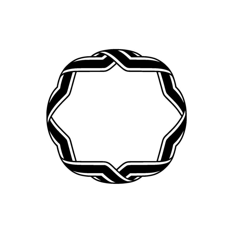 Geometric Hexagon Frame, Minimalist Black White vector