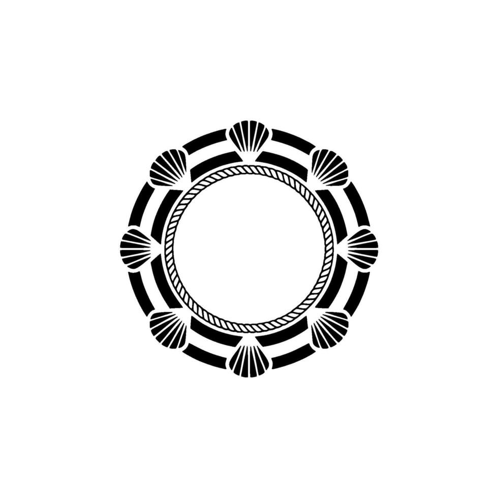 Circular Nautical Emblem, Minimalist, Shells vector