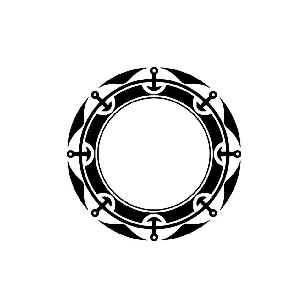 Nautical Tribal Circle Emblem, Vintage Maritime vector