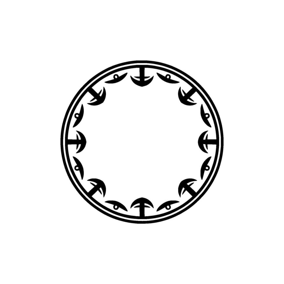 Nautical Circle Vintage Anchor Motif, Minimalist vector