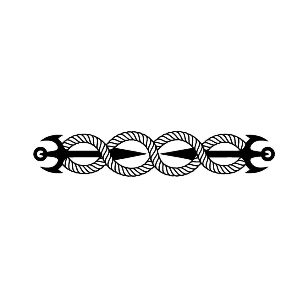 Nautical Embrace Anchor Intertwined Rope Border vector