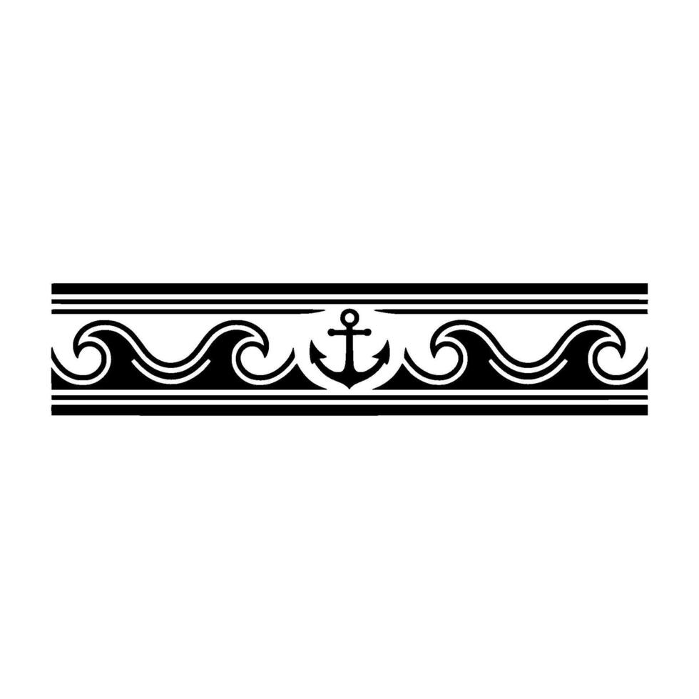 Nautical Border Anchor, Waves, and Classic Elegance vector