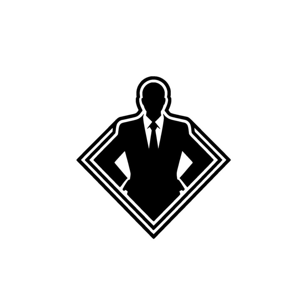 Confident Executive Silhouette, Modern Emblem - Businessman vector