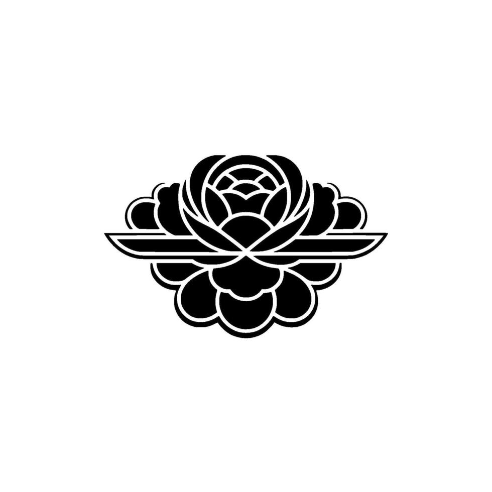 Geometric Black Rose Emblem, Minimalist vector