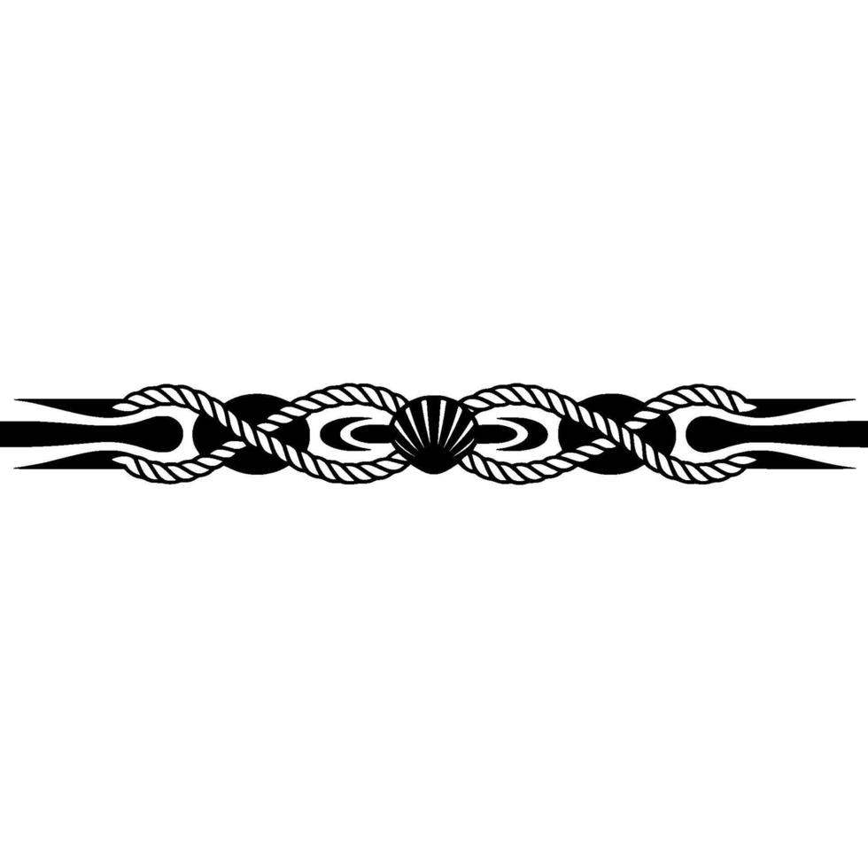Nautical Border Vintage Rope Shell Motif vector