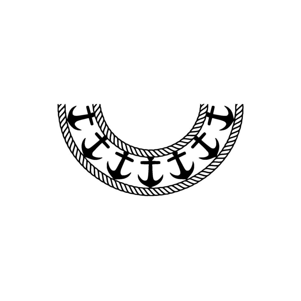 Nautical Emblem Anchor Rope Circle, Vintage Style, Retro vector